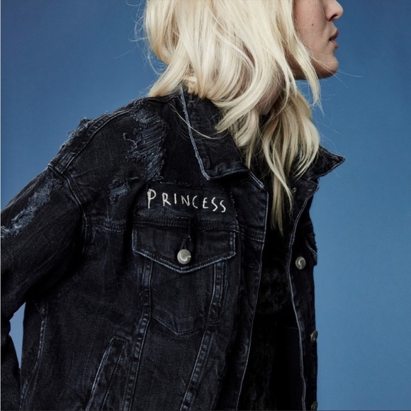 Taylor Hill x JOE’S JEANS Princess Black Distressed Denim Cropped Jacket EUC M - Picture 12 of 12